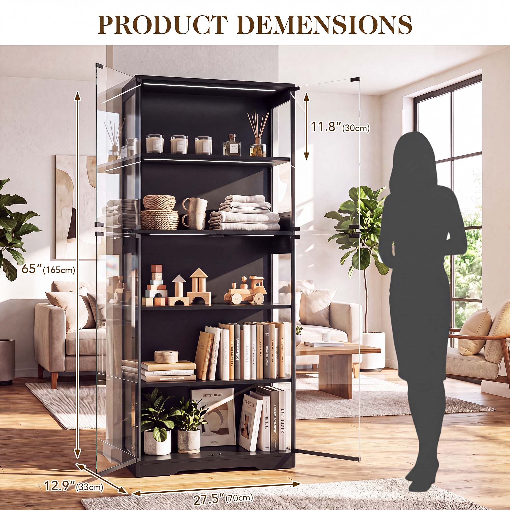 TCGBKAF 5‑Tier Display Cabinet - Collectible & Vintage Dolls For Halloween ulasan dan harga