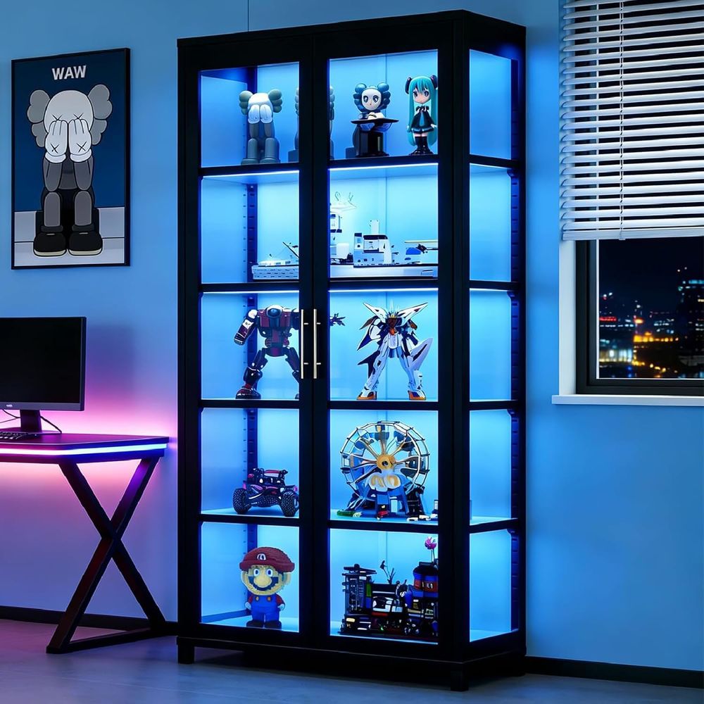 Display Cabinet with Glass Do, - Collectible & Vintage Dolls For Halloween ulasan dan harga