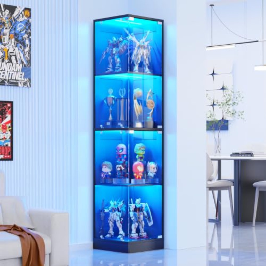 Corner display cabinet with gl - Collectible & Vintage Dolls For Halloween ulasan dan harga