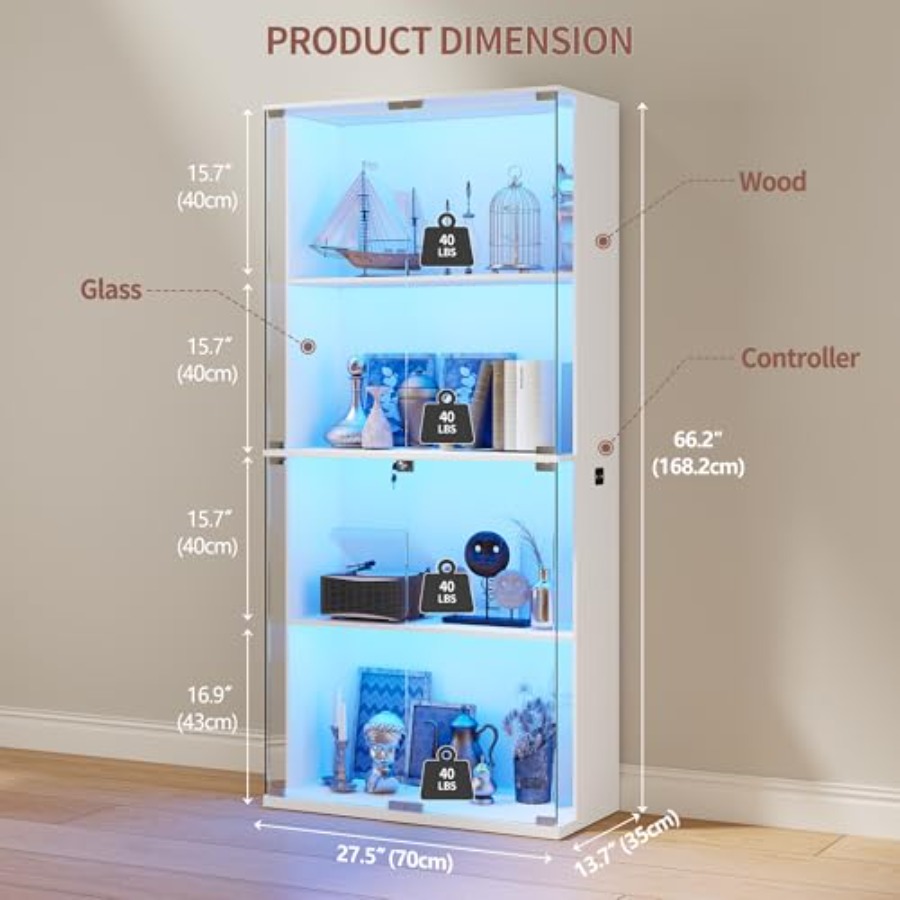 66 Glass Display Cabinet for C - Collectible & Vintage Dolls For Halloween ulasan dan harga