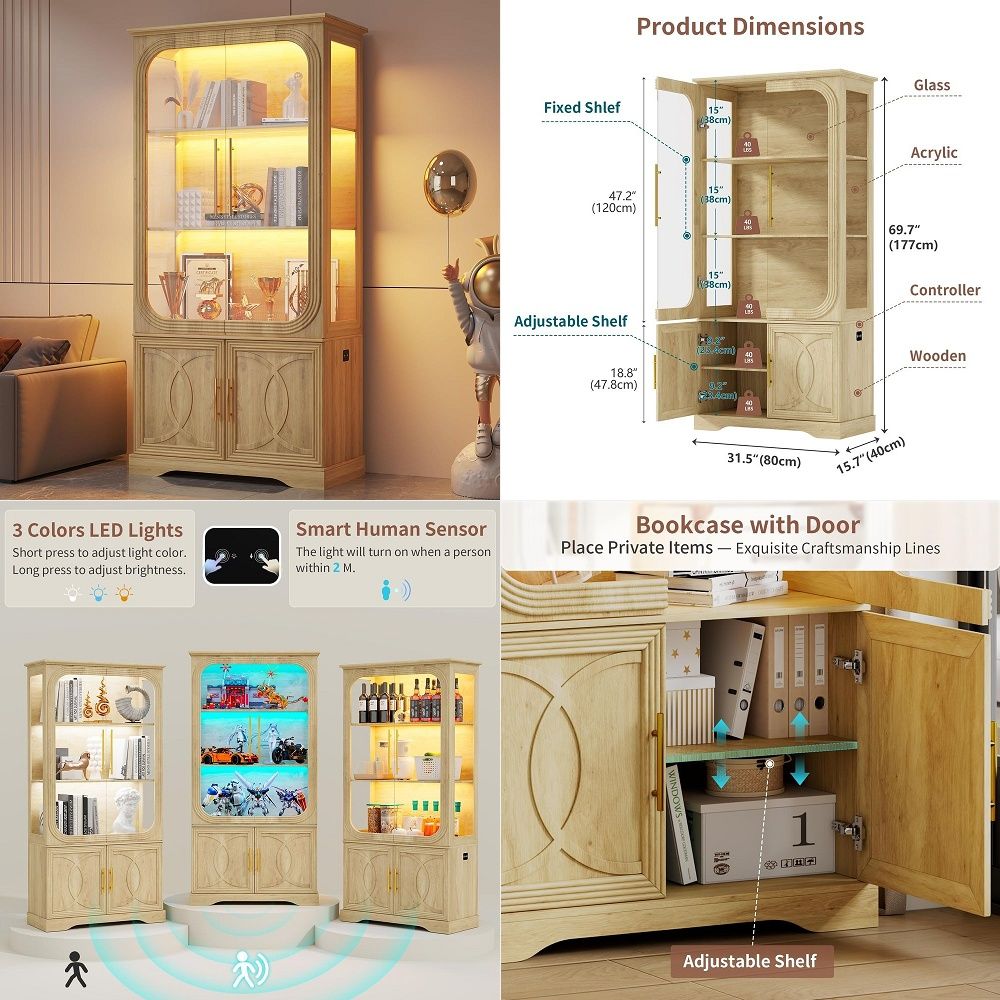 Display Cabinet with Glass Doo - Collectible & Vintage Dolls For Halloween ulasan dan harga