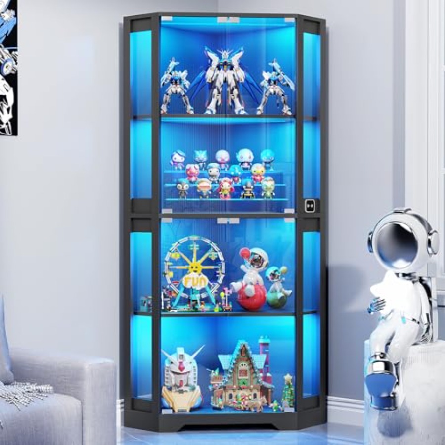 Lighted Corner Display Cabinet - Collectible Collection ulasan dan harga