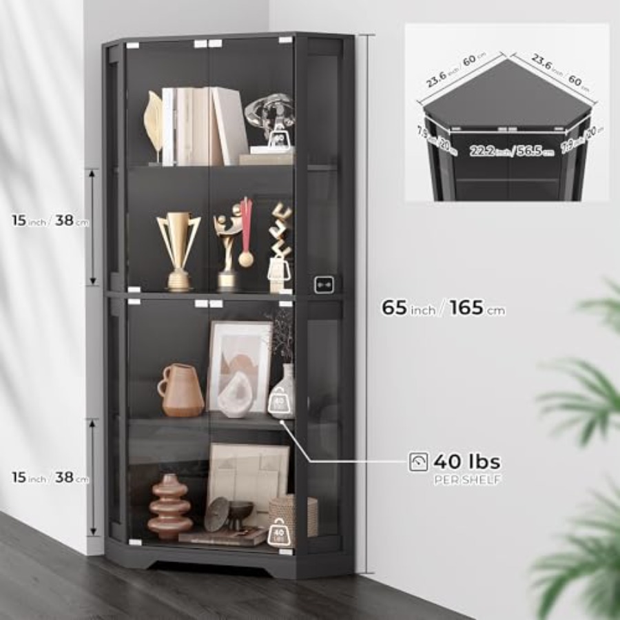 Lighted Corner Display Cabinet - Collectible Collection ulasan dan harga