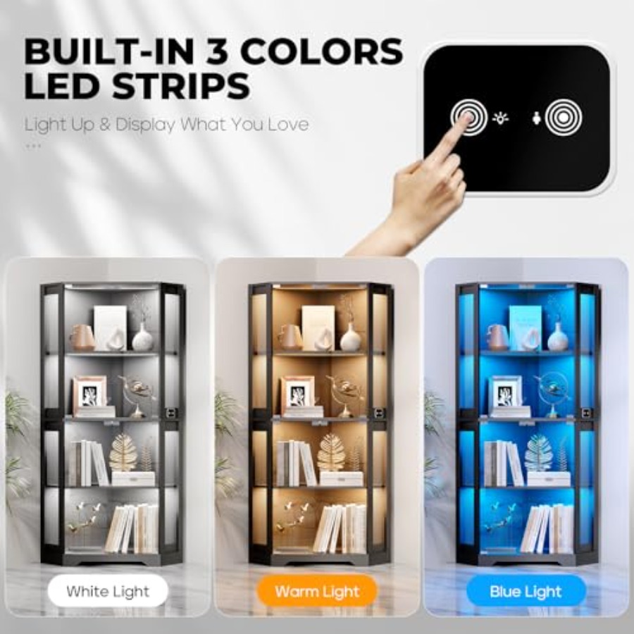 Lighted Corner Display Cabinet - Collectible Collection ulasan dan harga