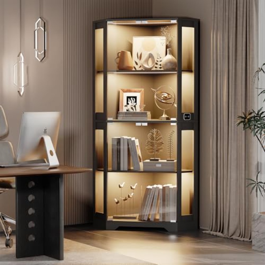 Lighted Corner Display Cabinet - Collectible Collection ulasan dan harga