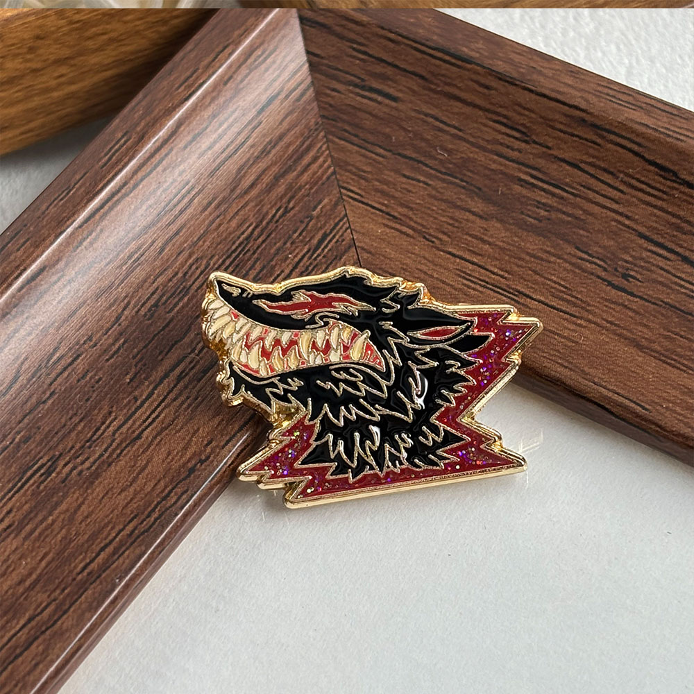 Fanged Wolf Metal Brooch, Dark - Vintage Collectible Clothing ulasan dan harga