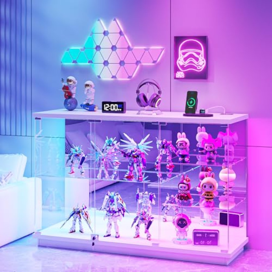 RGB Glass Display Cabinet with - Collectible & Vintage Dolls For Halloween ulasan dan harga
