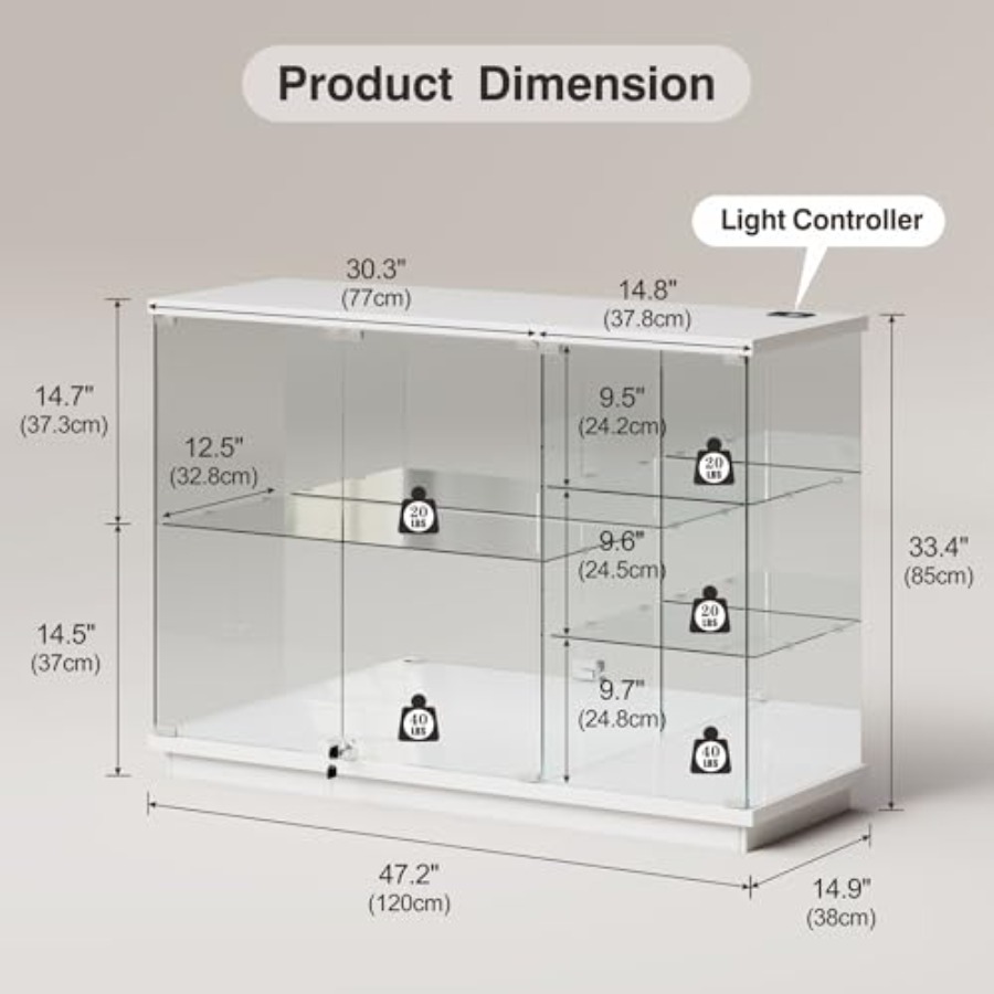 RGB Glass Display Cabinet with - Collectible & Vintage Dolls For Halloween ulasan dan harga